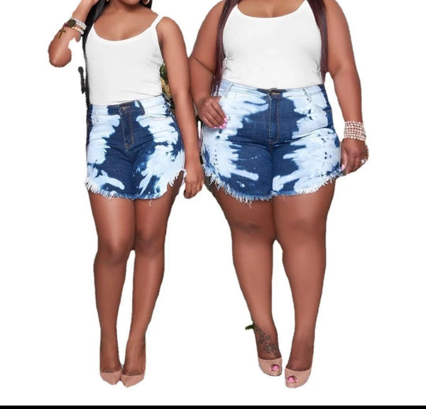 Blue Jean Tye Dye Shorts